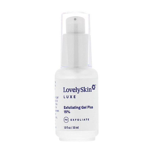 LovelySkin LUXE Exfoliating Gel (15%), Facial Exfoliant with Dead Sea Minerals and Vitamin C, Reduces Fine Lines, Wrinkles and Enlarged Pores, 1 oz