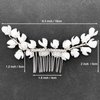 PRETTYLIFE Bridal White Hair Piece Elegant Ceramic Flower Silver Vine Hair Comb Accessories for Wedding Party
