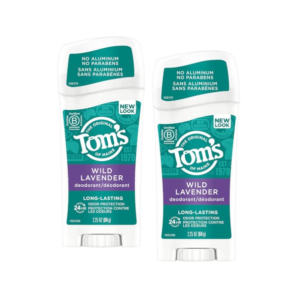 Tom's of Maine Natural Long-Lasting Deodorant Stick Lavender 2.25 Oz (Pack of 2)