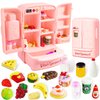 Mini Dollhouse Fridge Miniature Dollhouse Refrigerator Mini Fridge Toy with Food Mini Toy Refrigerator Kids Play Kitchen Furniture Toy Set