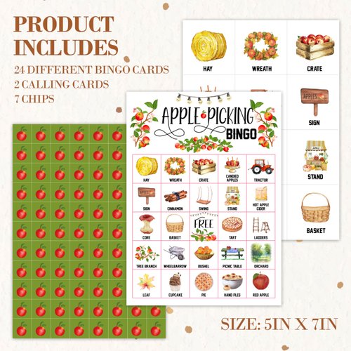 HMJKL Fall Bingo Game, Fall Harvest Bingo Cards Set, Thanksgiving Party Birthday Party Bingo Supplies for Adults, Family Friends Activities Favors Decorations for 24 Player, 02