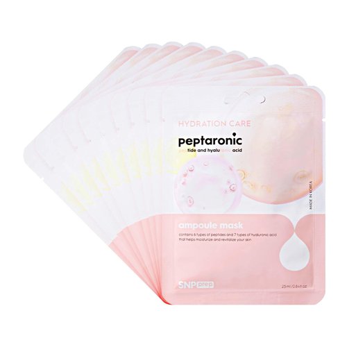 SNP PREP Peptaronic Ampoule Korean Sheet Mask | Hydrating, Moisturizing, and Friming for Dry Skin Types with Hyaluronic Acids | Face Masks Skincare sheets | Korean Skin Care Facial Mask | 10 Sheets