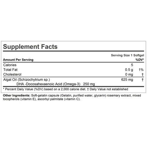 ANDREW LESSMAN Algal DHA 250mg 30 Softgels - Plant-Based Omega-3 Oils, Natural Marine Algae, High DHA, Non-GMO, High Potency, No Stomach Upset, No Fishy Aftertaste. Small Easy to Swallow Softgels
