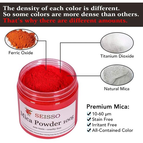 Red Mica Powder for Epoxy Resin 3.5 oz /100g Powdered Pigment for Soap Colorant Bath Bomb Dye, Cosmetic Grade for Lip Gloss, Acrylic Nails Polish, Craft Projects