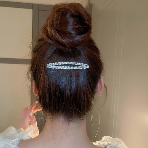 Vacaonio Rhinestone Snap Hair Clip Sparkly Silver Crystal Side Hair Clips Non Slip Hair Barrette Bling Cz Barrette Hairpin Rhinestone Decorative Hair Accessories for Women and Girls Headdress