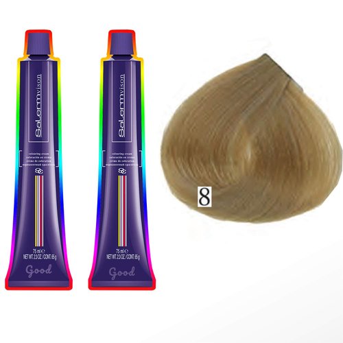 Permanent Hair Color Cream by Salerm Vision (30 mins) (Pack of 2) 8: Light blond