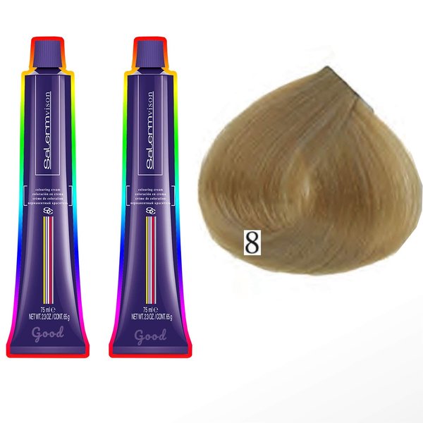 Permanent Hair Color Cream by Salerm Vision (30 mins) (Pack of 2) 8: Light blond