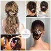 SWEETV Gold Bridal Hair Clip,Floral Bridal Hair Comb Barrette Flower Hair pieces for Brides Wedding