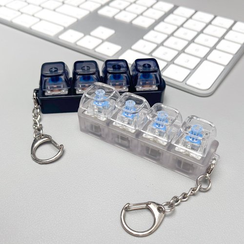 JOINCCI 2PCS Keyboard Fidget Toys for Adult,Keyboard Fidget Keychain,Fidget Clicker with LED Light,4 in 1 Mechanical Fidget Keyboard for Release Stress, Birthday Gifts,, Black & White