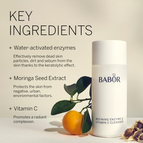 BABOR Refining Enzyme & Vitamin C Cleanser, Travel Enzyme Powder Cleanser, Exfoliating Face Wash Polish, Gentle Facial Scrub to Brighten and Even Complexion, 0.5 oz