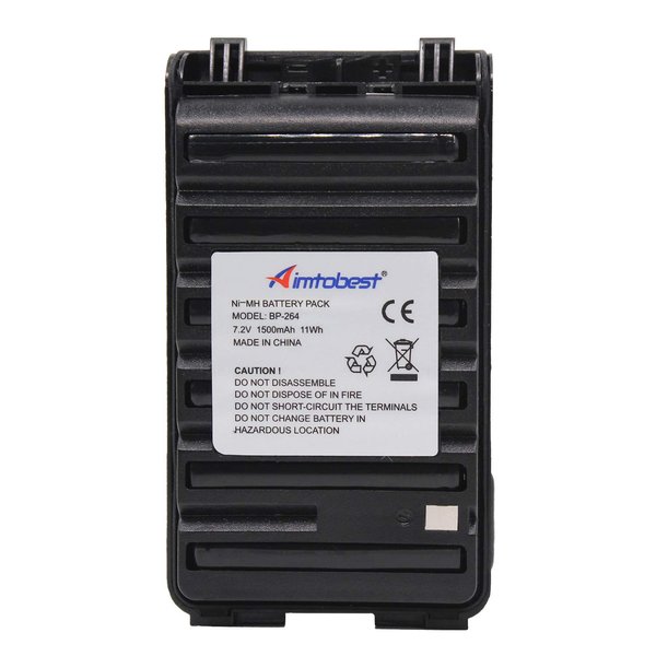 Aimtobest BP264 BP-264 1500mAh Ni-MH Battery Compatible for ICOM IC-T70A IC-F4001 IC-F4003 IC-F3001 IC-V80 IC-U80 IC-F3101D IC-F3103D IC-F4101D IC-F4103D BP265 BP-265 with Belt Clip