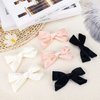 Zkptops 6Pcs Small Hair Bow Velvet Bow Hair Clips Hairpins Bowknot Hair Clips Barrettes for Little Girls Kids Baby Mini Tiny Soft Cute Ponytail Holder Hair Accessories (Black Pink White)