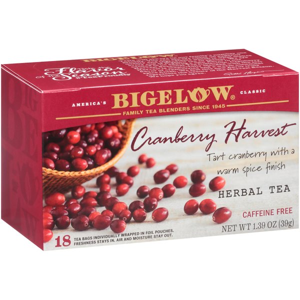 Bigelow Tea Cranberry Harvest Herbal Tea, Caffeine Free, 18 Count (Pack Of 6), 108 Total Tea Bags