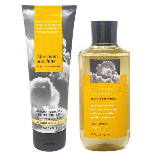 Generic Bath and Body Work Afternoon Sunshine Body Cream and Shower Gel Value Pack - Full Size, Yellow