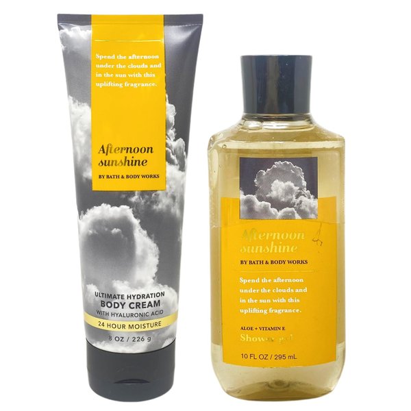 Generic Bath and Body Work Afternoon Sunshine Body Cream and Shower Gel Value Pack - Full Size, Yellow