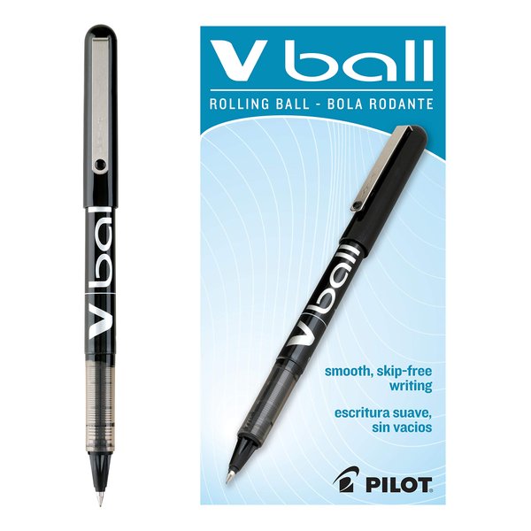 Pilot VBall Liquid Ink Rolling Ball Stick Pens, Extra Fine Point, Black Ink, 12-Pack (35200)