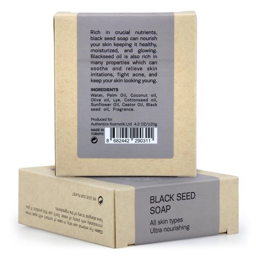 AUTHENTIC BATH & SOAP Cold Processed -Black Seed Oil Soap Bar- Nourishing, Antioxidant-Rich, Natural, Men & Women, no Sulfates or Parabens, Vegan, All Skin Types. (Pack of 2) 4.2 Oz Each