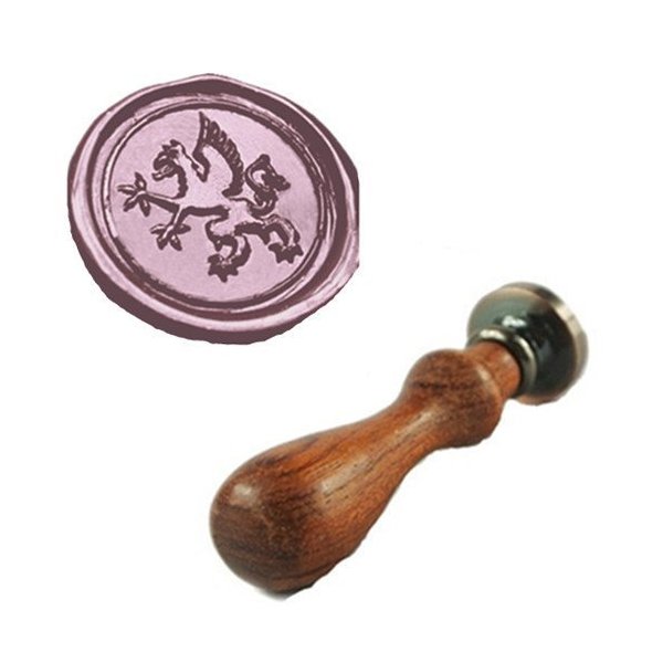 MNYR Heraldic Dragon Griffin Wax Seal Stamp Rosewood Handle Set Christmas Invitation Card Snail Mail Gift Wrapping Wine Package Sealing Stamp Griffin Wax Seal Stamp Set