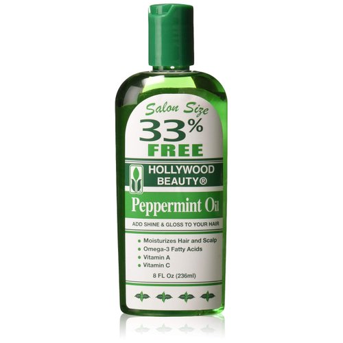 Hollywood Beauty Peppermint Hair Oil, 8oz Bottle, Conditions both hair and skin, Natural Treatment that Dries Itchy Scalps & Moisturizes Hair & Skin, Omega-3 Fatty Acids, Vitamin A & C