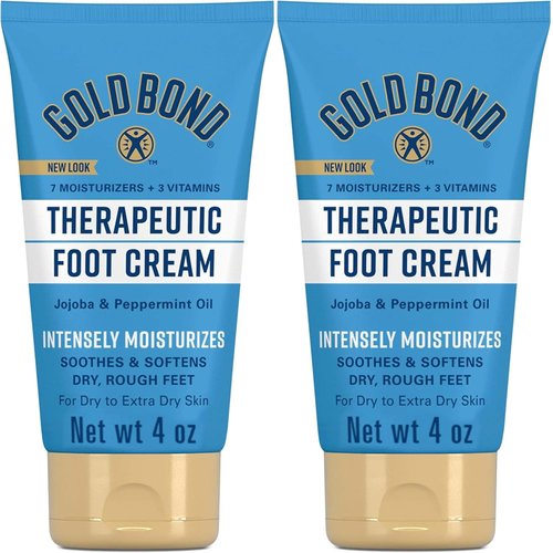 Gold Bond Therapeutic Foot Cream, 4 oz. (Pack of 2), With Jojoba & Peppermint Oil, Foot Moisturizer