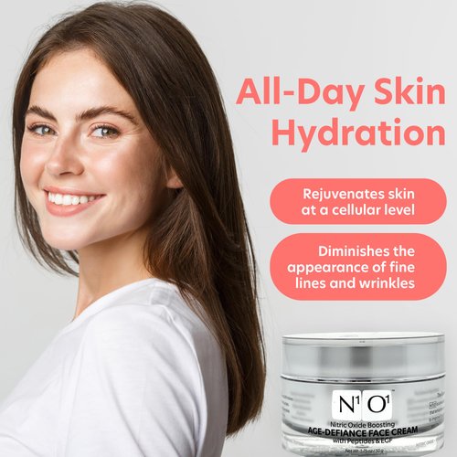 N1O1 Moisturizer Face Cream - Day & Night Face Moisturizer with Nitric Oxide, Peptide Complex, Epidermal Growth Factor - Tightening & Firming Skin Care Products for Wrinkles, Dark Spots - 1.75 oz.