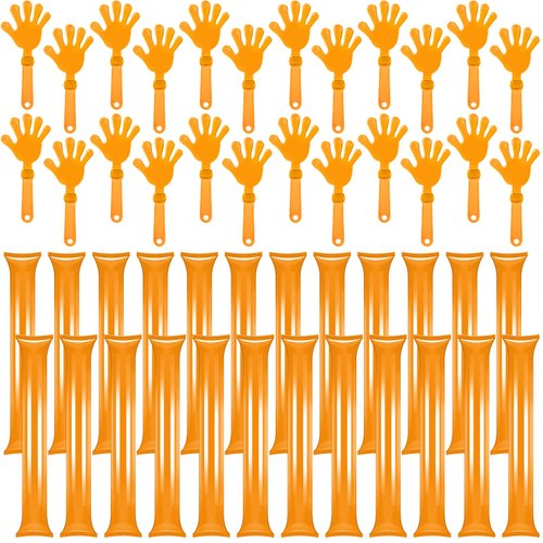 ZCYSRLQIN 48 Pcs Noisemakers Include 24 Hand Clappers 24 Thunder Sticks Cheer Noise Makers for Sporting Events Football Games School Team Spirit Items Party Favors Dance (Orange)