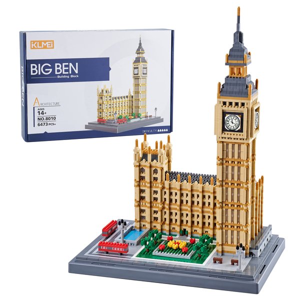 KLMEi Real Big Ben Micro Building Blocks Set for Adults 6473 PCS - World Famous Architectural Model Toys Presents for Kid Age of 14+