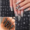8 Sheets Metallic Silver Stars Nail Stickers 3D Sun Star Nail Decals Holographic Sun Stars Moon Starlight Glitter Gold Silver Designs DIY Luxury Manicure Sliders Decorations for Women Girls