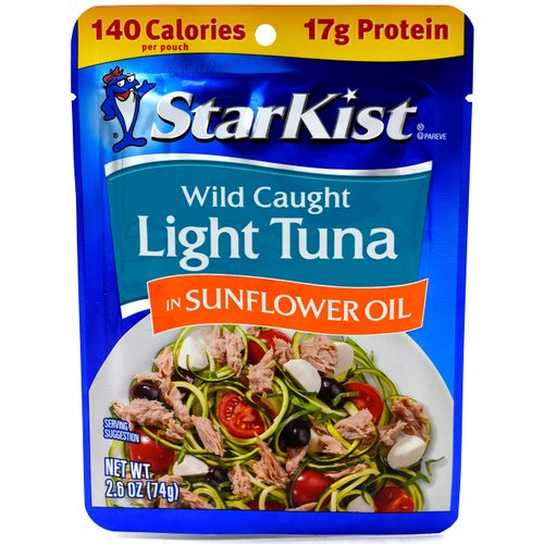 Starkist Chunk Light Tuna In Sunflower Oil, 2.6-Ounce Pouch (Pack of 6)