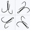 Fishing Treble Hooks Black Triple Fishing Hooks High Carbon Steel Barbed Sharp Round Bend Treble Hooks Replacement for Hard Lures Bait #10 50pcs