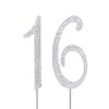 MAGJUCHE Silver 16" Crystal Cake Topper, Number 16 Rhinestones 16th Birthday Cake Topper, Boy or Girl Birthday or 16th Anniversary Party Decoration Supply