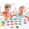 ONEST 34 Pieces Magnetic Fishing Game for Kids Wooden Magnet Fishing Game Wooden Magnetic Fishing Toys for Kindergarten Preschool Girl Boy