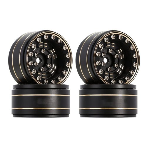 KingVal Replacement 4PCS Brass 1.0" Beadlock Wheel Rims Tyre Rim Offset -3.15mm Wheel Hub 7mm Compatible with Axial SCX24 RC Crawler Car