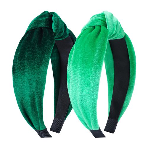 YanJie St.Patrick Knotted Headband for Women St.Patrick Day Velvet Headband Girl Irish Green Wide Headbands Knot Hair Band for Women Headwear Saint Patricks Day Green Accessories