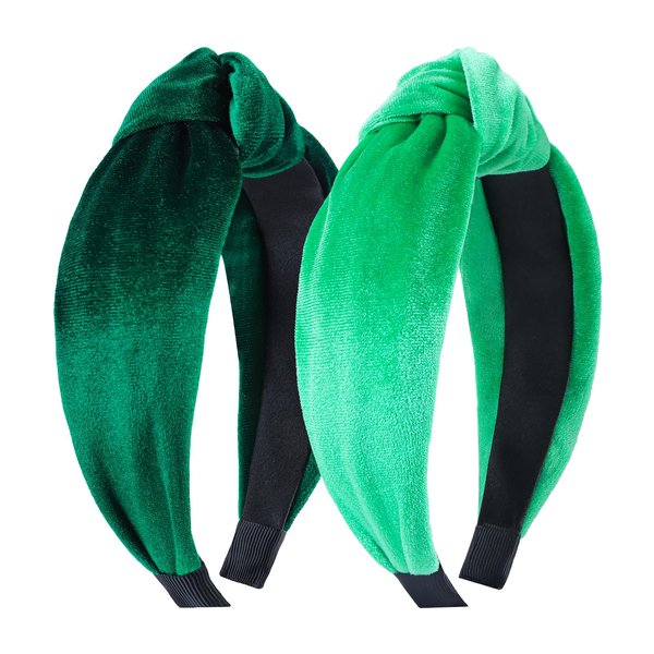 YanJie St.Patrick Knotted Headband for Women St.Patrick Day Velvet Headband Girl Irish Green Wide Headbands Knot Hair Band for Women Headwear Saint Patricks Day Green Accessories