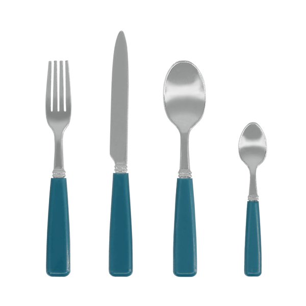 Miniature Cultey Fork and Spoon of 4 Set, Mini Forks Miniature Spoon, Dollhouse Kitchen 1:6 Cultey Accessories, Dollhouse Scale Miniature Kitchen Craft Supplies (Dark Blue & Silver)
