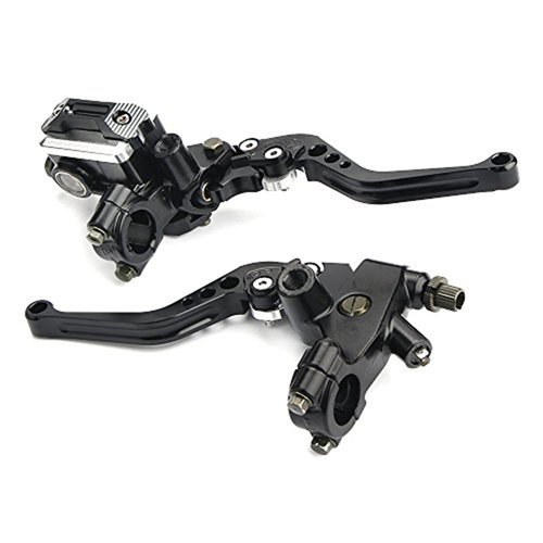 LisylineAuto 7/8" 22mm Motorcycle Brake Lever Handlebar Brake Master Cylinder Clutch Lever Left & Right Set Compatible with Harley Honda Kawasaki Suzuki Yamaha Black