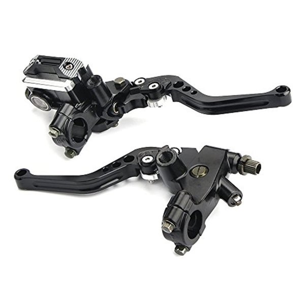 LisylineAuto 7/8" 22mm Motorcycle Brake Lever Handlebar Brake Master Cylinder Clutch Lever Left & Right Set Compatible with Harley Honda Kawasaki Suzuki Yamaha Black