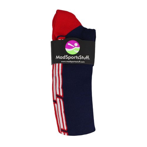 MadSportsStuff Patriot Stars and Stripes USA Flag Over the Calf Socks (Navy/Red/White 2.0, Medium)