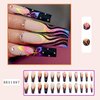 Press on Nails Long Coffin French Tips Glossy Artificial Fake Nails with Butterfly Designs Ballerina Long Square Acrylic False Nails Glue on Nails Full Cover Stick on Nails Fingernails for Women