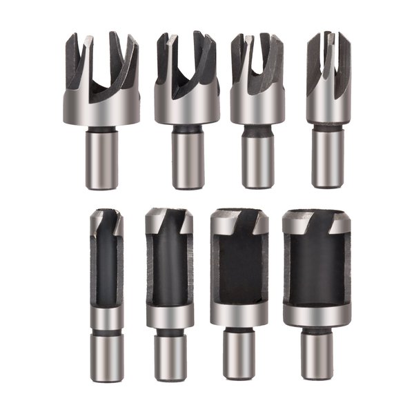 Rocaris 8pcs Wood Plug Cutter Drill Bit Set Straight and Tapered Taper Cutting Tool Cork Drill Bit Knife 6mm 10mm 13mm 16mm