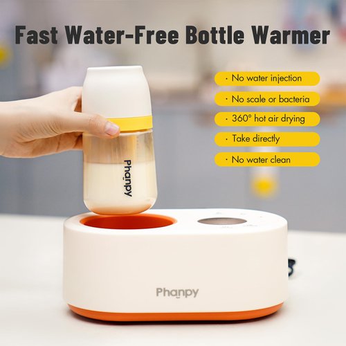 Phanpy Water-Free Bottle Warmer, 12-in-1 Multifuntion Fast Baby Bottle Warmer for Breastmilk, Portable Bottle Warmer for Travel, Portable Milk Warmer for Baby with Adjustable Temp Memory Function