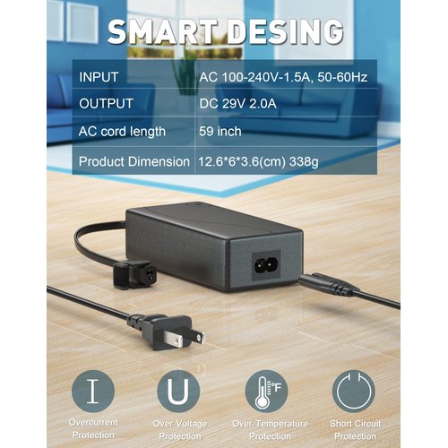 Power Recliner Power Supply, AC/DC Switching Power Supply Transformer 2-pin 29V/24V 2A Adapter with AC Power Cord for Electric Power Recliner Lift Chair