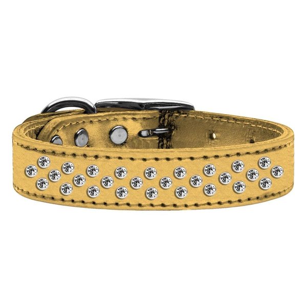Mirage Pet Products Sprinkles Clear Crystal Metallic Leather Gold Dog Collar, 16"