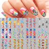 MAIOUSU STORE 12 Sheets Rainbow Slider Nail Water Transfer Stickers French Tips Nail Stickers Colorful Geometric French Tips Nail Decals Watermark Nail Designs Manicure Stickers(10)