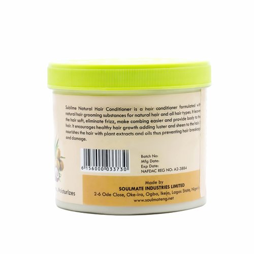 SOUL MATE Sublime Natural Intense Conditioner 11.5oz| Detangler with Aloe Vera & Peppermint, Olive Oil For Damaged, Weak Hair Edges| Best Daily Repairing Conditioner for Hair