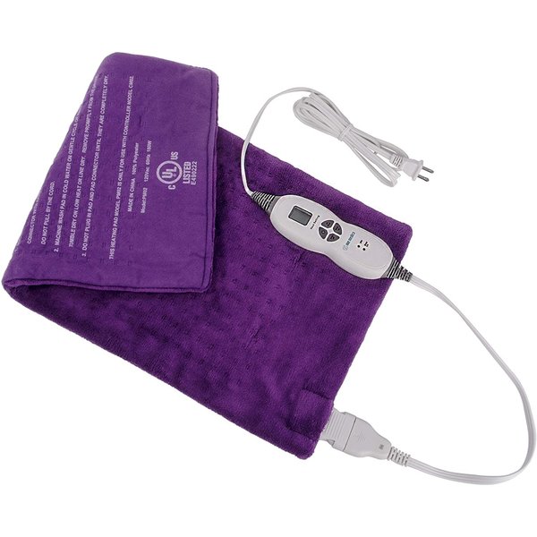 SEAMOW Heating Pad 12"X24" Moist Or Dry Heat Therapy for Back Neck Shoulder Pain Relief and Muscle Cramps. 2 Hour Auto Shut-Off for Piece of Mind - Machine Washable Micro-Plush Fabric Purple