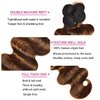 UNice Ombre Brown Highlight Body Wave Human Hair Weave 1 bundle 14 inch, Brazilian Remy Hair Dark Root Blonde Human Hair Weaves Extension Piano Color TFB30