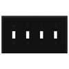 ENERLITES Quad Light Switch Wall Plate, Toggle Switch Plate, Gloss Finish, 4-Gang Mid-Size 4.88" x 8.58", Unbreakable Polycarbonate Thermoplastic, 8814M-BK, Black