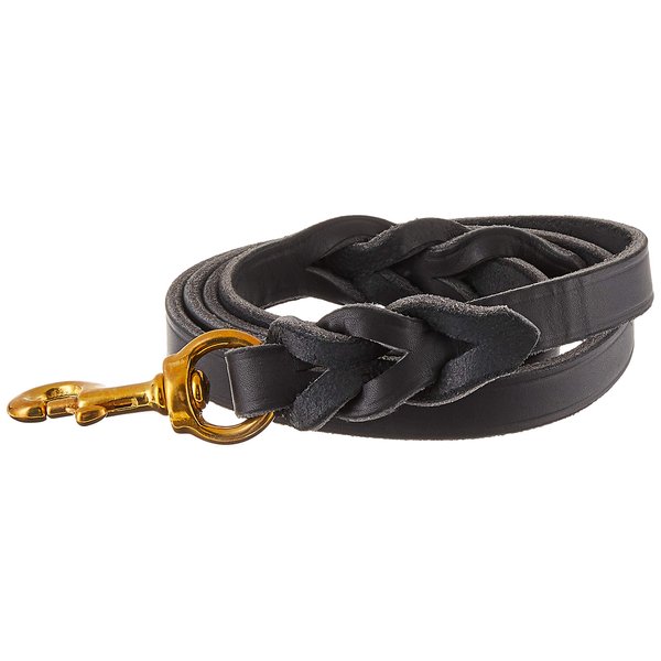 Ray Allen Mfg Signature K9 Braided Leather Leash, 4-Feet x 3/4-Inch, Black